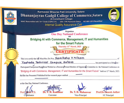 Chairperson of One Day National Conference onBridging AI with Commerce.