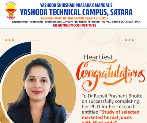 Heartiest Congratulations to Dr. Rupali Prashant Bhoite on Achieving Ph.D. Degree