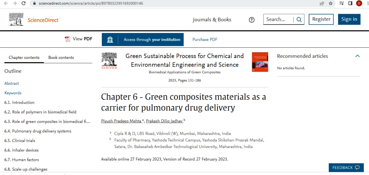 Book chapter published in Elsevier publications